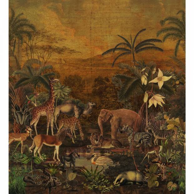 Papier peint panoramique Safari Tanzania sepia - Panoramas de Casamance