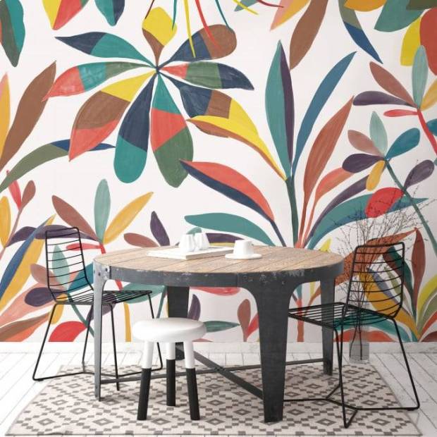 Papier peint Panoramique sur mesure Rainbow Leaves