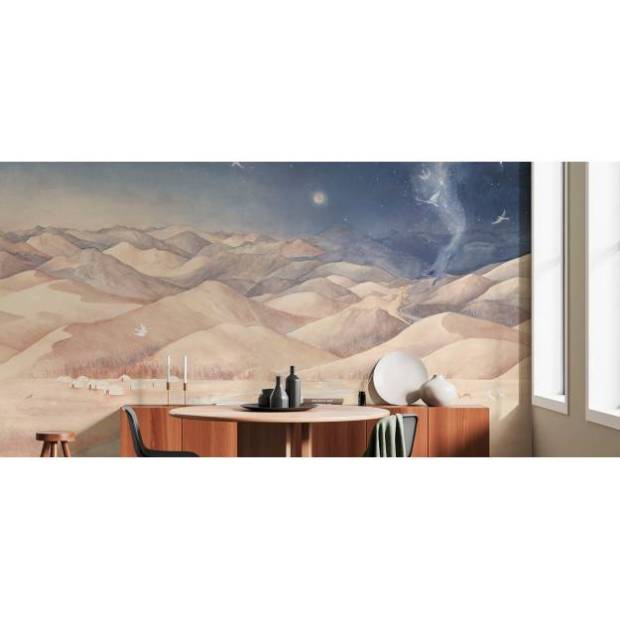 Papier peint Panoramique sur mesure Loup bleu biche fauve