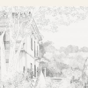 Papier peint Panoramique sur mesure Jardin de Famille