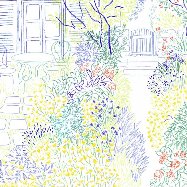 Papier peint Panoramique sur mesure Coin de Jardin