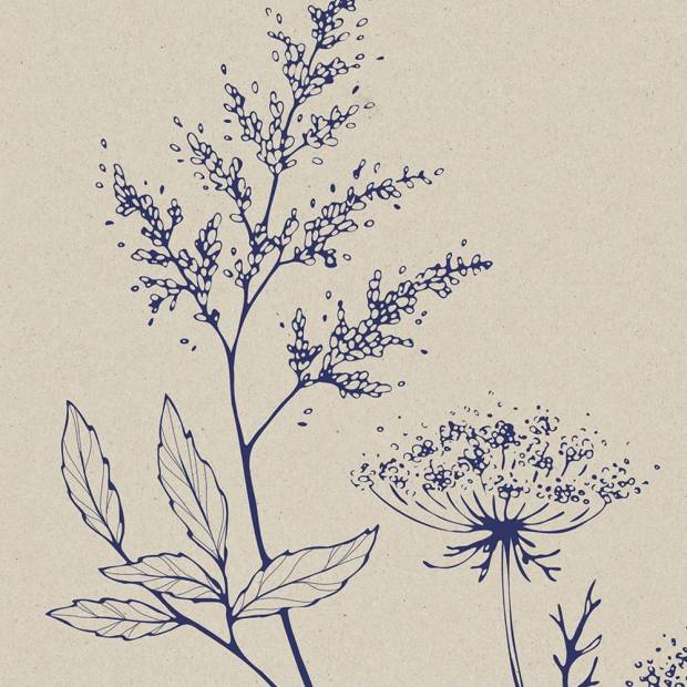 Papier peint Panoramique sur mesure Blue Linear Flowers en intissé