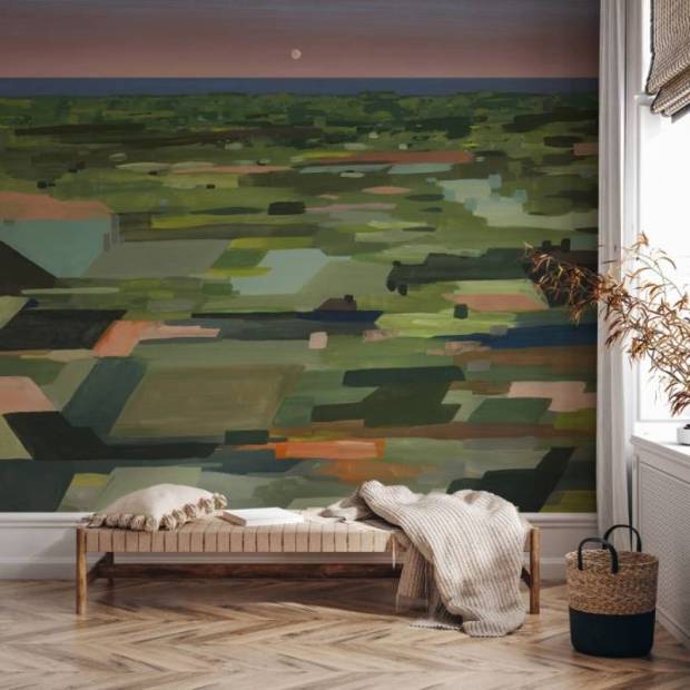 Papier peint Panoramique sur mesure en Intissé Mosaique de Champs