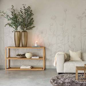 Papier peint Panoramique Silhouette Flowers Mural