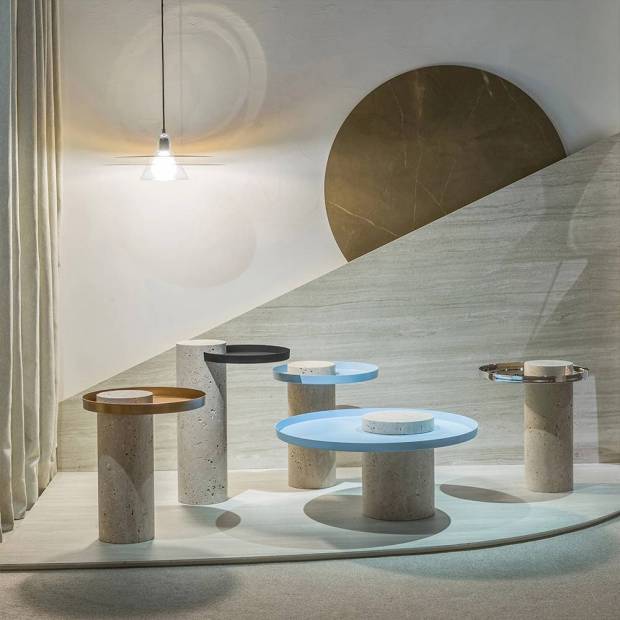 Table d'appoint Salute Low Travertin