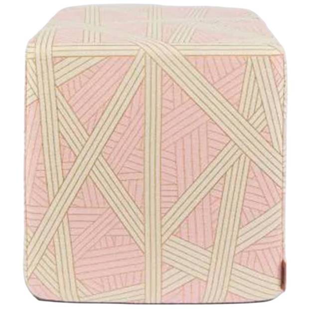 Pouf Cubique Nastri Surpiqures Contrastantes