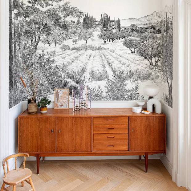 Papier Peint Panoramique Sur Mesure Provence Grisaille
